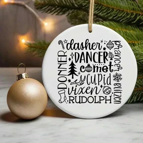Reindeer Names NEW Christmas Tree Ornament - Picture 1 of 1